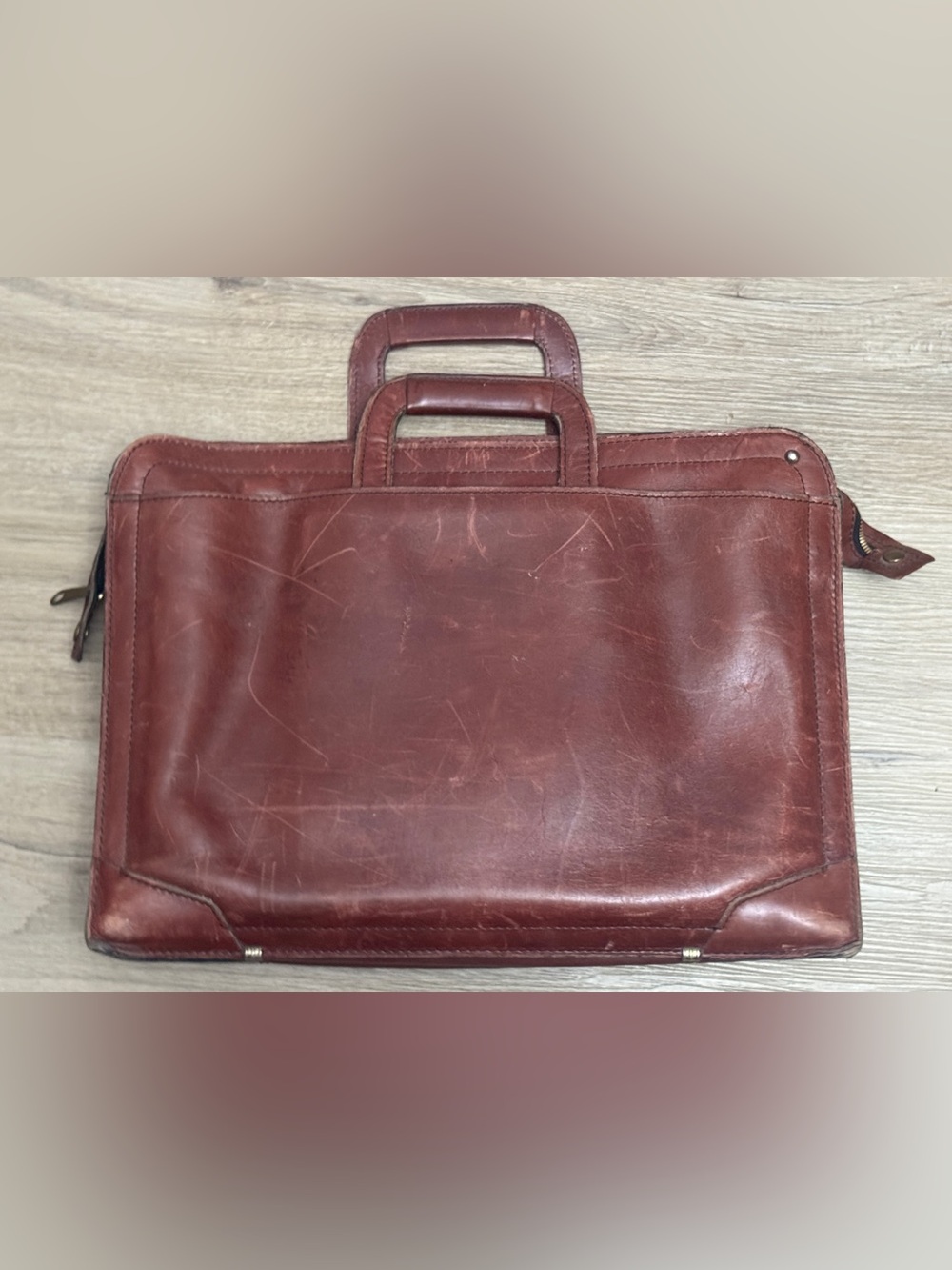 Vintage Men's Leather Briefcase - Cognac Brown